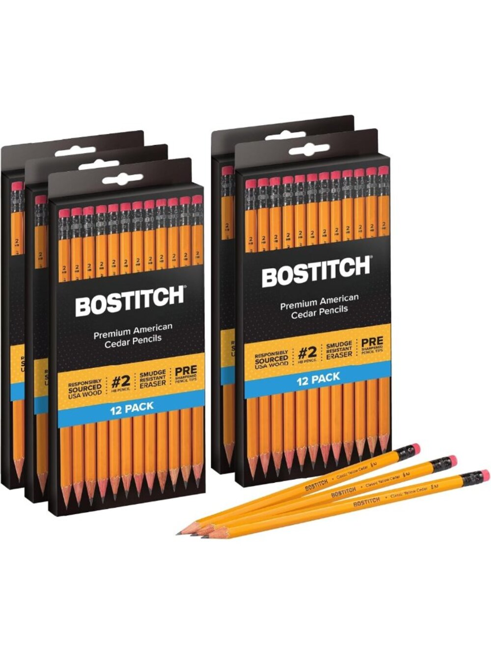 Premium Pre-Sharpened #2 Pencils, American Cedar Wood, HB Graphite, 60-Pack